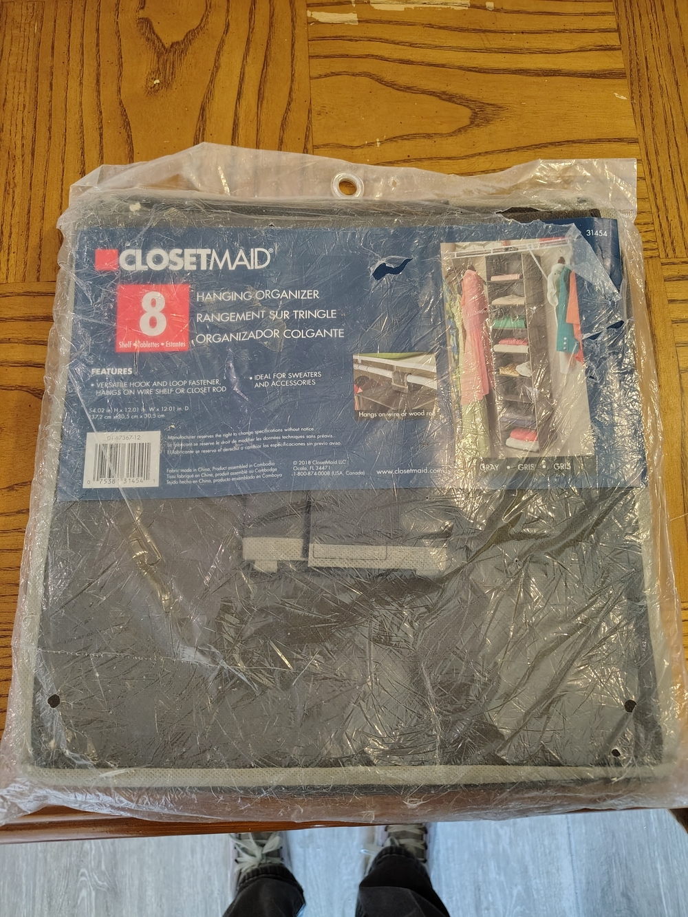 NEW 8 Shelf Closetmaid Closet Organizer Grey Hanging Foldable Fabric